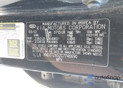 2012 Kia Soul from USA, damaged, VIN KNDJT2A52C7746690